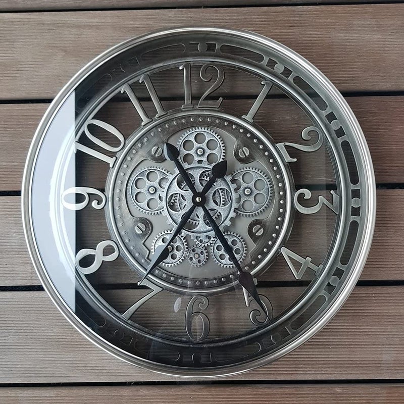 INFINITY TIME INFINITY TIME 21 Inch Moving Gear Wall Clock Modern Large Vintage Industrial Steampunk Wall Clocks for Living Room DecorGunmetal Arabic Numeral 