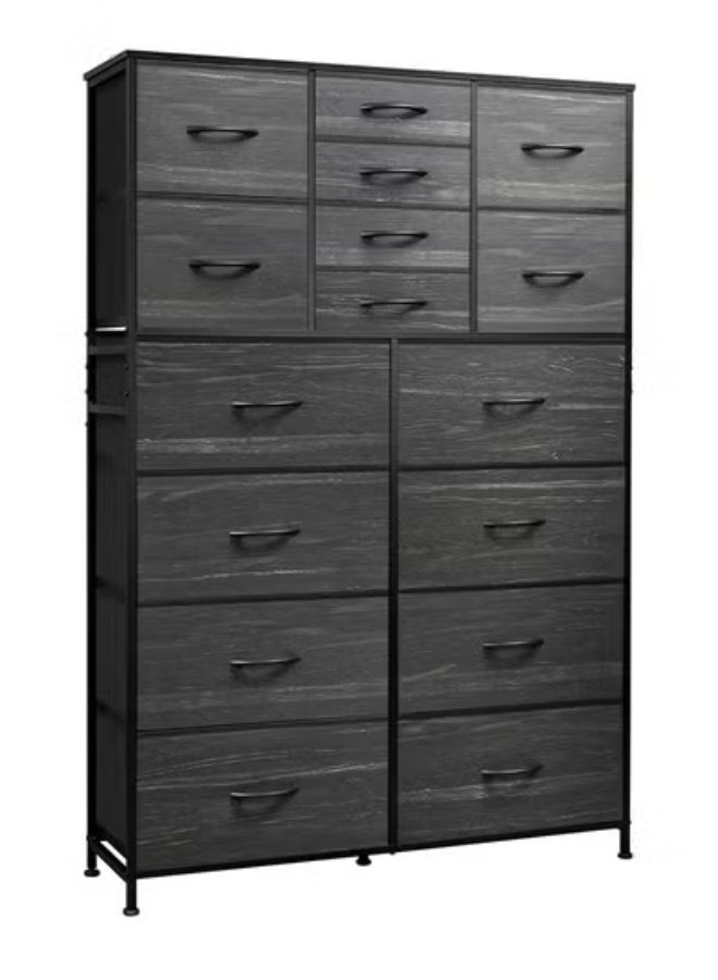 زي سي إم - هابي خزانة تخزين كبيرة الحجم من القماش مكونة من 16 درجًا للاستخدام داخل غرفة النوم المنزلية باللون الأسود بطول 100 سم - Image 1