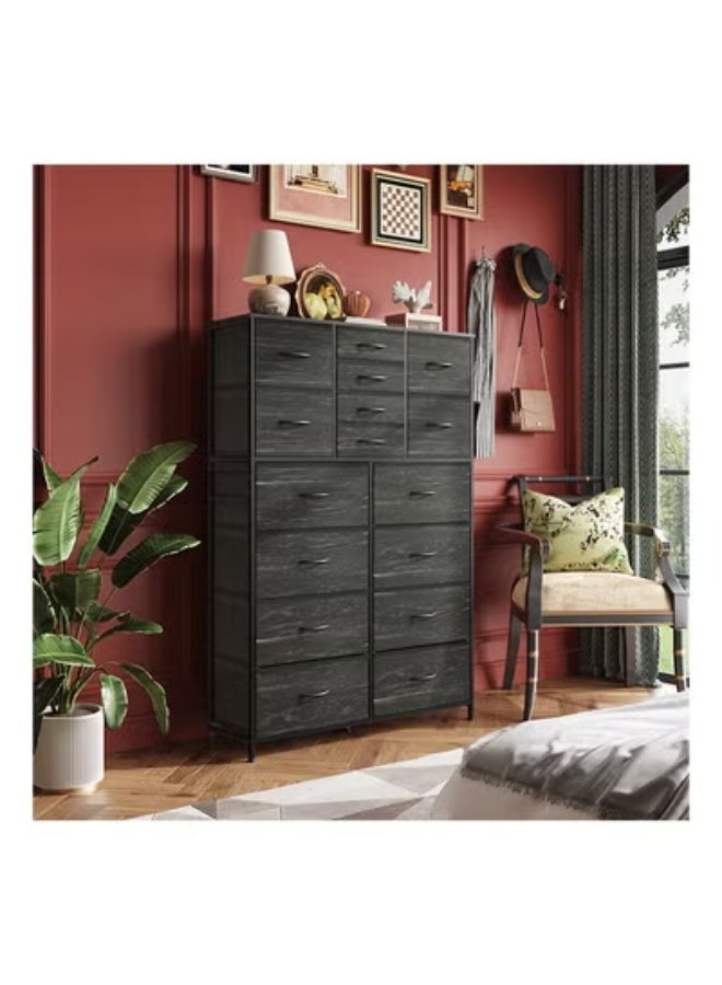 زي سي إم - هابي خزانة تخزين كبيرة الحجم من القماش مكونة من 16 درجًا للاستخدام داخل غرفة النوم المنزلية باللون الأسود بطول 100 سم - Image 3