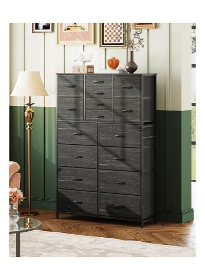 زي سي إم - هابي خزانة تخزين كبيرة الحجم من القماش مكونة من 16 درجًا للاستخدام داخل غرفة النوم المنزلية باللون الأسود بطول 100 سم - Image 4