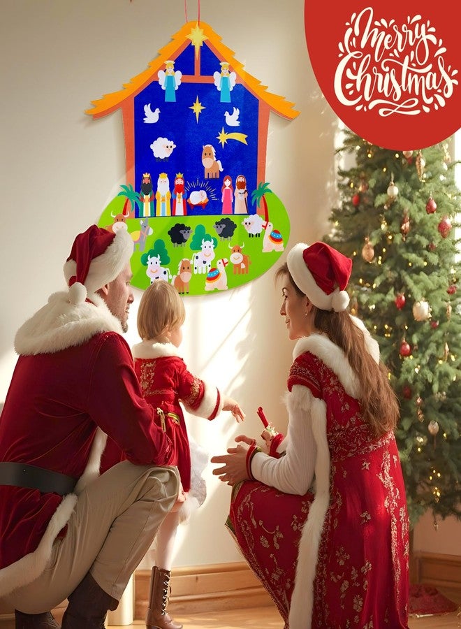 OurWarm Christmas Tree for Kids Wall - Felt Toddler Nativity Play Set With 30 Pcs Detachable Ornaments, Xmas Tree for Kids to Decorate Wall Hanging Christmas Decor - Image 4