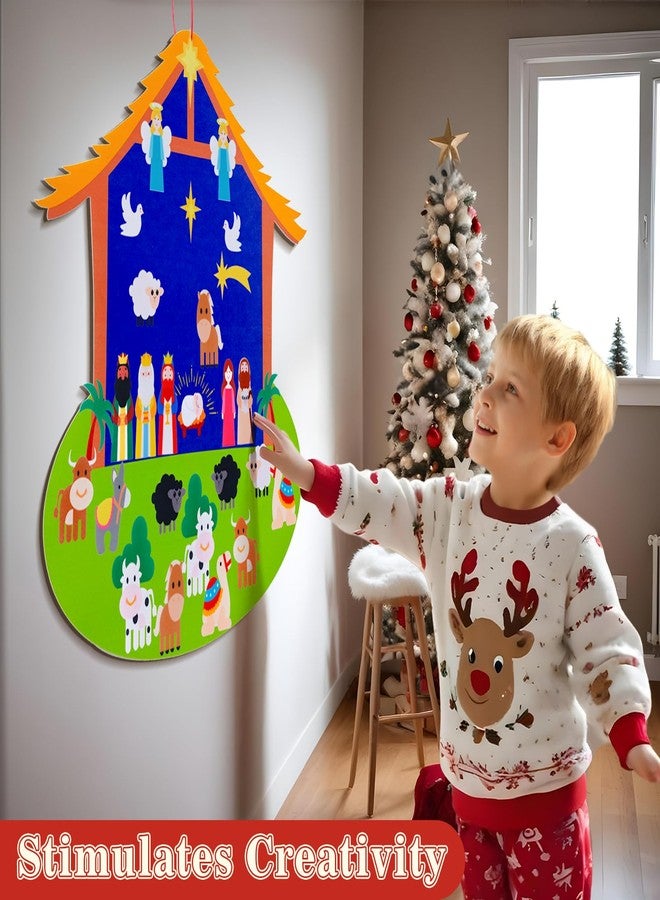OurWarm Christmas Tree for Kids Wall - Felt Toddler Nativity Play Set With 30 Pcs Detachable Ornaments, Xmas Tree for Kids to Decorate Wall Hanging Christmas Decor - Image 3