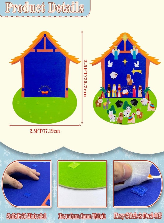 OurWarm Christmas Tree for Kids Wall - Felt Toddler Nativity Play Set With 30 Pcs Detachable Ornaments, Xmas Tree for Kids to Decorate Wall Hanging Christmas Decor - Image 2