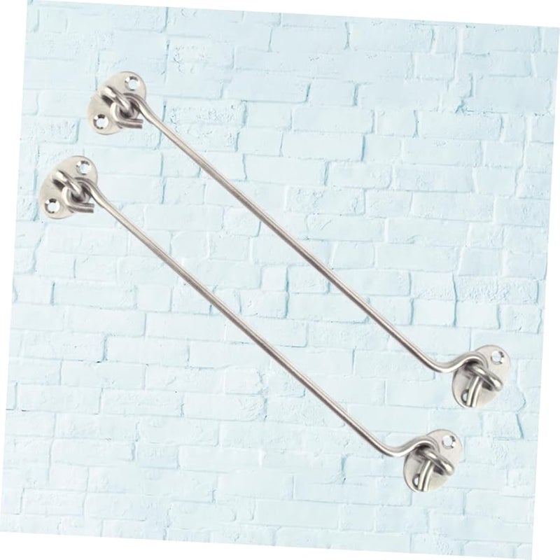 قطعتان من خطاف الرياح المقاوم للصدأ للأبواب، مزلاج تثبيت 40×4×4 سم، مسامير معدنية للكابينة - Image 5