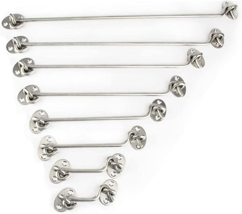 قطعتان من خطاف الرياح المقاوم للصدأ للأبواب، مزلاج تثبيت 40×4×4 سم، مسامير معدنية للكابينة - Image 1