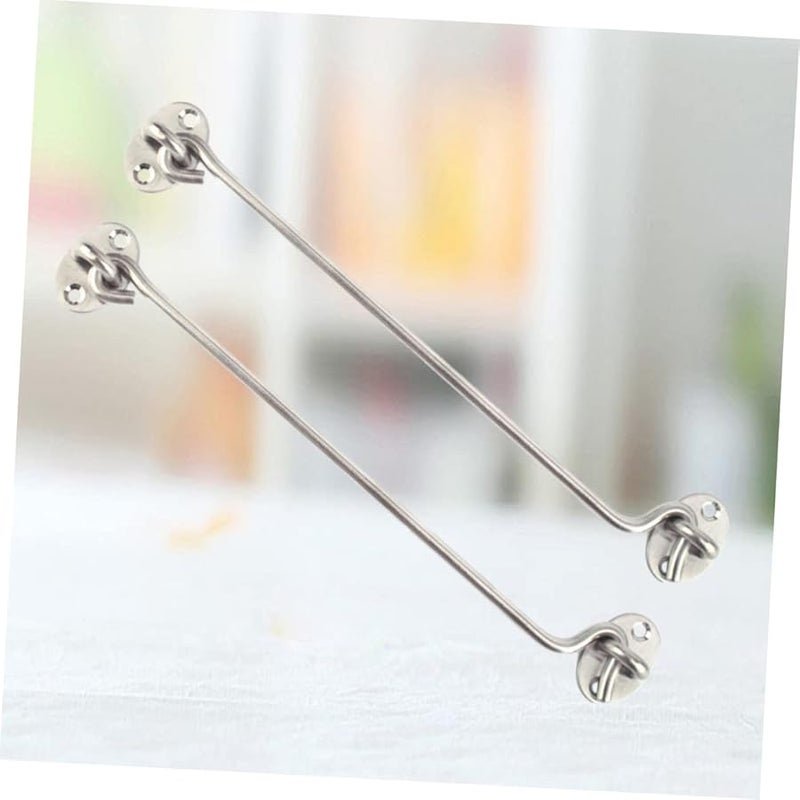 قطعتان من خطاف الرياح المقاوم للصدأ للأبواب، مزلاج تثبيت 40×4×4 سم، مسامير معدنية للكابينة - Image 3