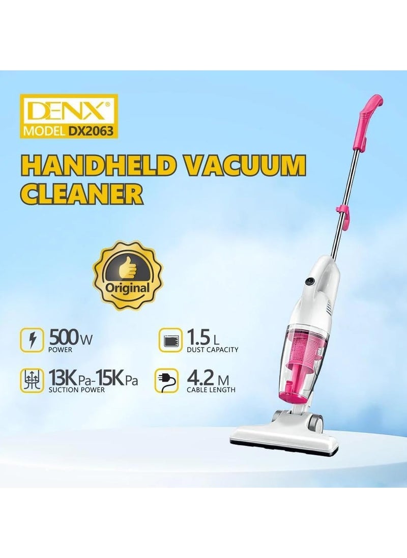 Denx 2-in-1 Handheld Vacuum Cleaner – 600W, Large Dust Capacity, Red & Black  - Image 5
