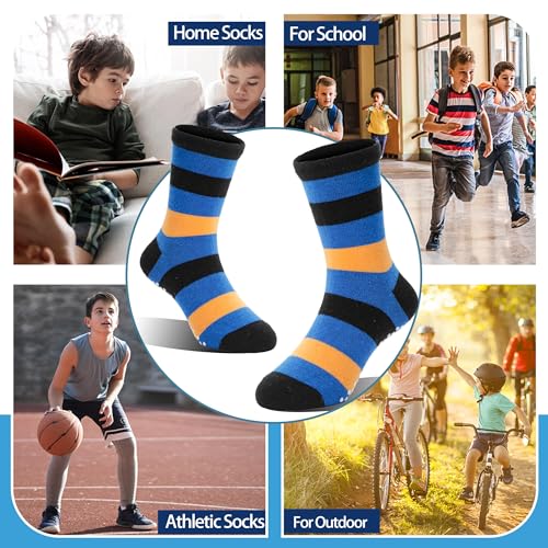 Welwoos Baby Boys Grips Socks Kids Toddlers Infants Non Slip Anti Skid Funny Animal Cartoon Gift Cotton Truck Socks with Grippers 12 Pairs Stocking Stuffers (Cars,9-14 Y) - Image 2