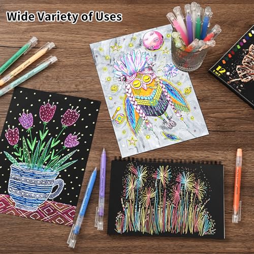GETHPEN White Gel Pens 11-Colors Gel Pen Set for Black Paper Art, 1.0mm Extra Fine Tip Opaque Archival Ink Pens - 12 Pack Artists Gel Pens for coloring, Drawing, Sketching, Bullet Journaling, Card Making - Image 4
