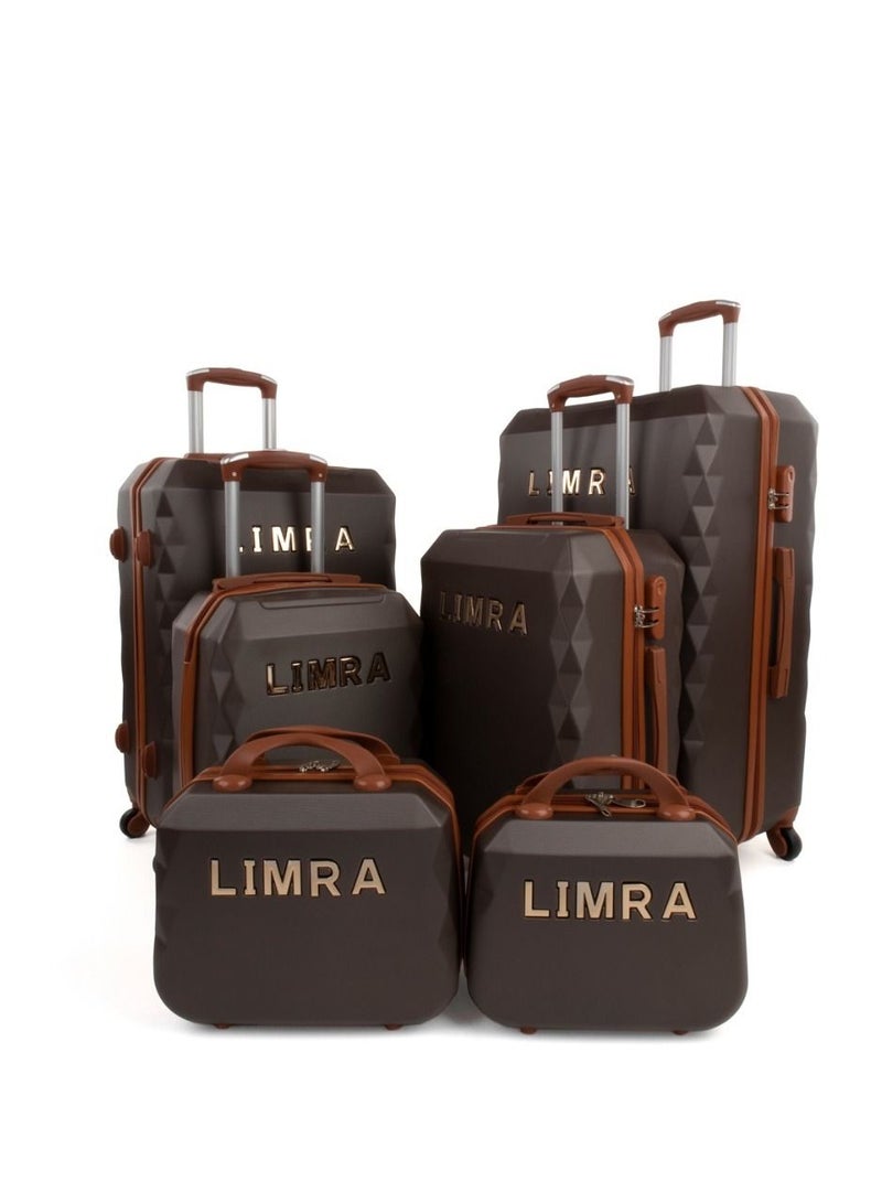 ليمرا طقم شنط سفر مكون من 6 حقائب أمتعة بعجلات و بتصميم صلب بني - Image 1