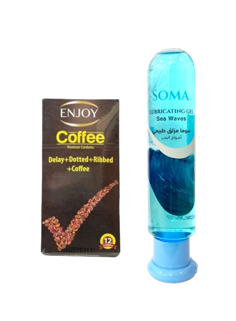 Intimate lubricant with condom, 12 pieces, Amwaj Al Bahr