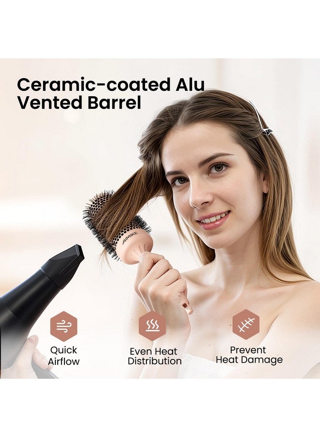 AIMIKE Round Hair Brush, 2.1 inch Nano Ion Thermal Ceramic Tech, Large Round Brush for Blow Drying & Styling, Maximum Volume and Shine, Barrel 2.1 inch, for Thick Curly Hair, Unisex - Image 4