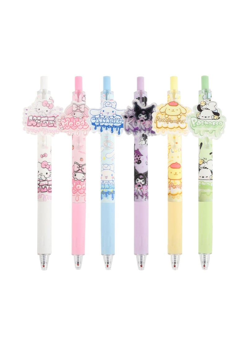 XiuWoo "Anime Cartoon Ballpoint Pens Gel Ink Pen Black, 24 Pcs Cute Kawaii Melody Kitty Press Retractable Pen, Stationary School Supplies for Teen Girls (6 Styles) " - Image 1