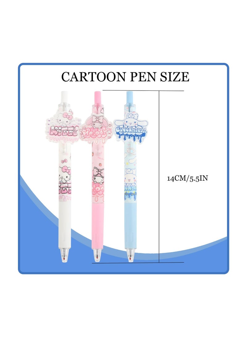 XiuWoo "Anime Cartoon Ballpoint Pens Gel Ink Pen Black, 24 Pcs Cute Kawaii Melody Kitty Press Retractable Pen, Stationary School Supplies for Teen Girls (6 Styles) " - Image 5