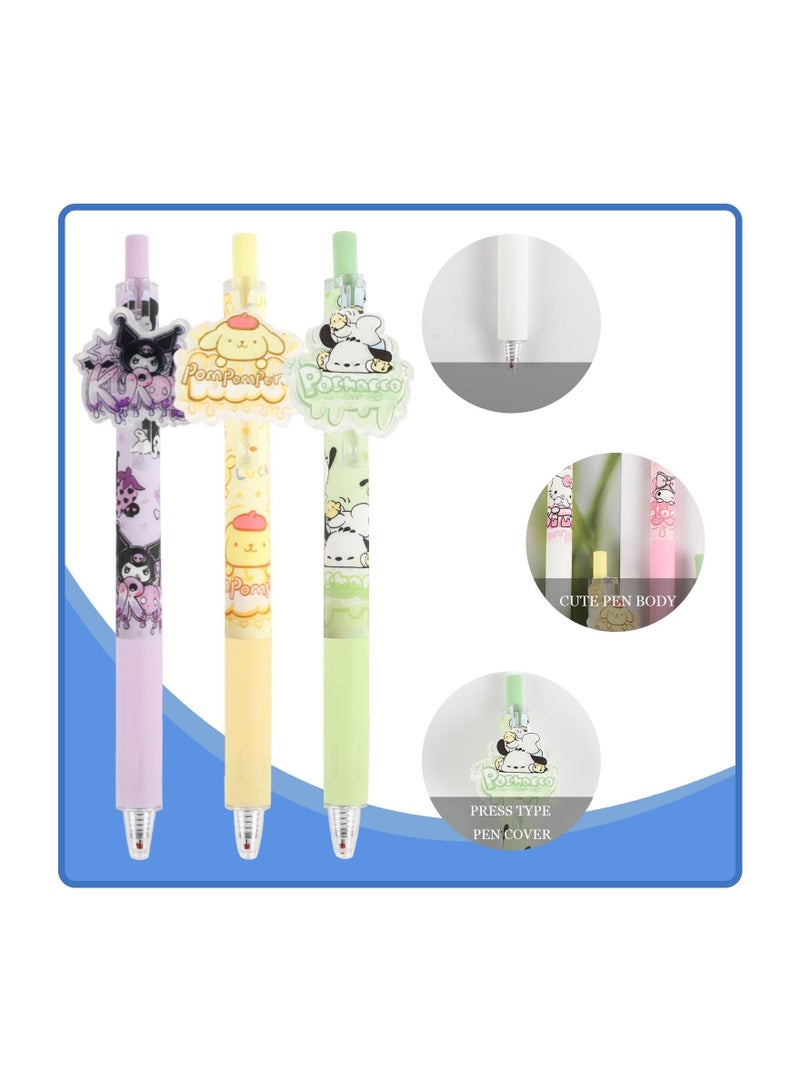 XiuWoo "Anime Cartoon Ballpoint Pens Gel Ink Pen Black, 24 Pcs Cute Kawaii Melody Kitty Press Retractable Pen, Stationary School Supplies for Teen Girls (6 Styles) " - Image 3