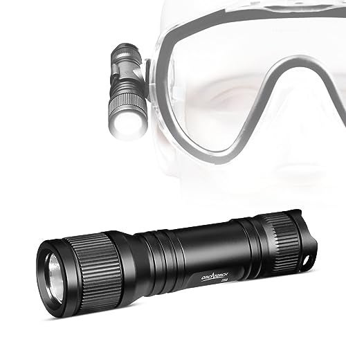 ORCATORCH D560 Mini Scuba Dive Light Headlamp 650 Lumen Mask Diving Flashlight with 360° Rotatable Mask Clip, Underwater 150m Backup Headlight with Rotary Switch (Not Included Snorkel Mask) (Black) - Image 1