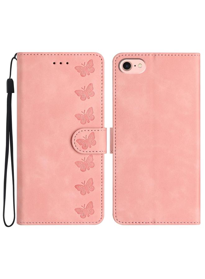 S-TOP Case For iPhone 16e Seven Butterflies Embossed Leather Phone Case - Image 1