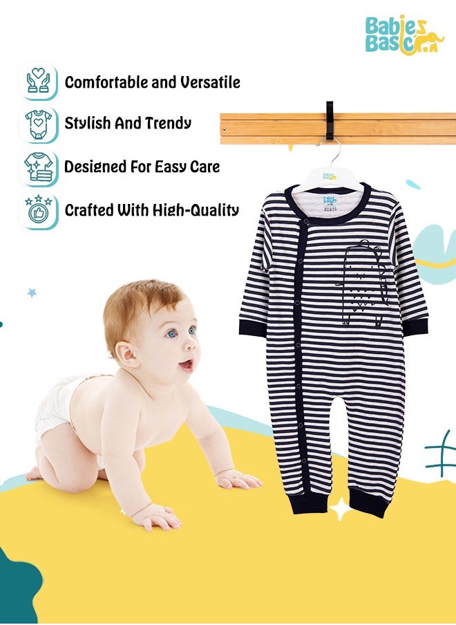 Babies Basic 100% Cotton Printed Long Sleeves Jumpsuit/Romper/Sleepsuit For Babies  - Image 3