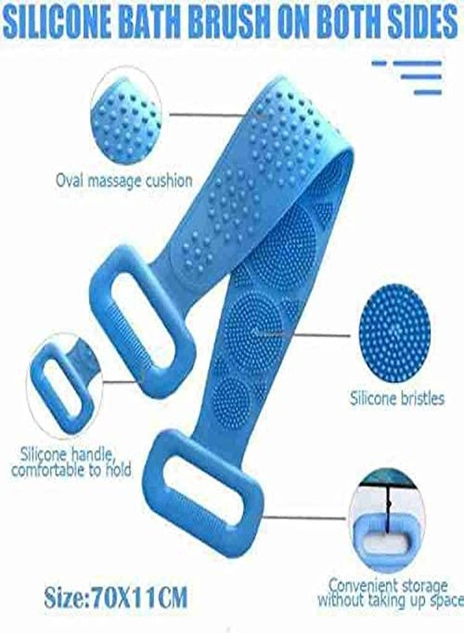 Geocell Body Scrubber Belt Silicone Back Scrubber Bath Belt Double-Sided Massage Body Wash Brush Shower Exfoliating Belt Removes Bath Towel, Cleaning Tools for men and women - (Pack of 1)(Multicolor) - Image 4