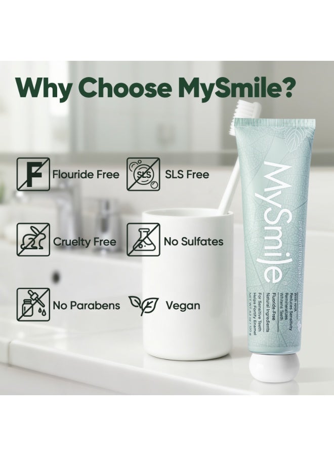 ماي سمايل مستحضر أسنان MySmile بدون فلوريد – يحتوي على نانو هيدروكسيباتيت للأسنان الحساسة، يقوي المعدنية السنية، يدعم عملية إعادة الت矿ة، وينمحن الأسنان بلمسة بيضاء، كما ينضج الأنفاس للبالغين. خالي من SLS، بذوق النعناع الطبيعي المهبلي، 120غ - Image 4