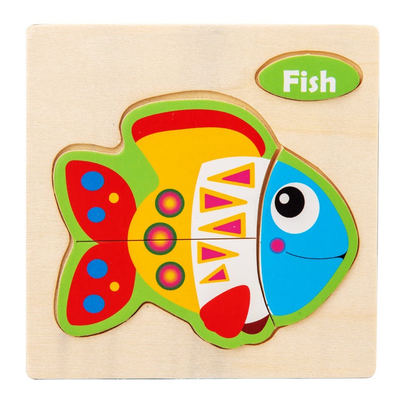 Small Cartoon Animal Traffic Three-Dimensional Puzzle 0.03 Children'S Early Education Puzzle Wooden Puzzle Toys - Image 1