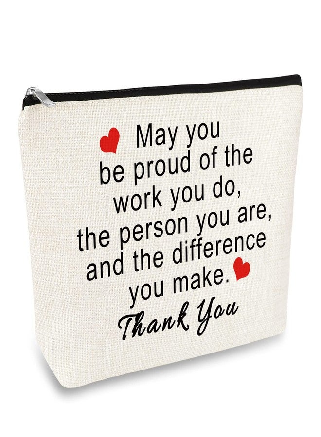 Mikela Thank You Gifts for Women Social Worker Makeup Bag Inspirational Gifts for Friends Colleague Coworker Employee Appreciation Gift for Nurse Mentor Teacher Thanksgiving Birthday Gift Cosmetic Bag Pouch - Image 1