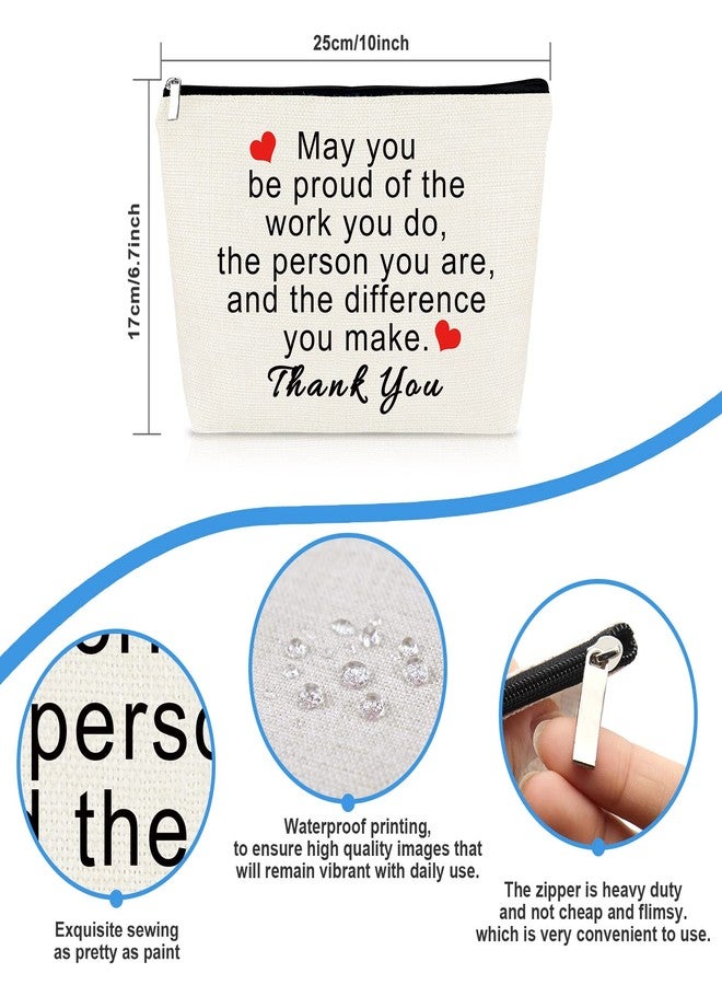 Mikela Thank You Gifts for Women Social Worker Makeup Bag Inspirational Gifts for Friends Colleague Coworker Employee Appreciation Gift for Nurse Mentor Teacher Thanksgiving Birthday Gift Cosmetic Bag Pouch - Image 2