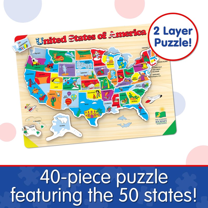 The Learning Journey Lift & Learn Puzzle - USA Map Puzzle for Kids - Preschool Toys & Gifts for Boys & Girls Ages 3 and Up - United States Puzzle for Kids - Award Winning Toys - Image 2