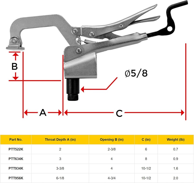 BuildPro PTT956K Inserta Plier, Table Mount Clamp, Rear Crank Handle, 5/8" Insert Diameter, 6-1/8" Throat Depth - Image 2