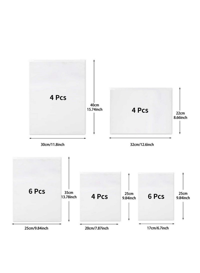 Excefore Reusable Ziplock Bags, Travel Clothes Storage Bags, Plastic Hospital Bags Maternity Essentials, Frosted Waterproof Multifunctional Storage Pouch, for Clothes, Shoes, Cosmetics(5 Size 24 Pcs) - Image 3
