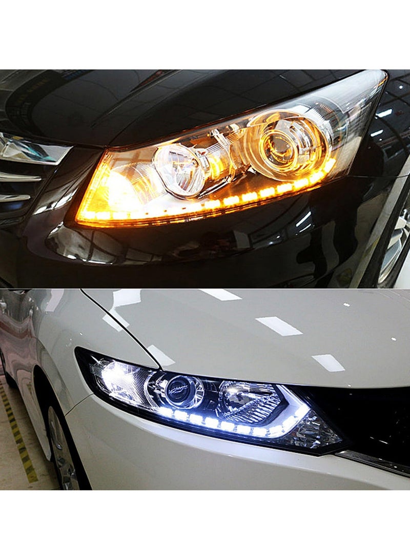 SYOSI 2Pcs Iexible Car Led Light Strip, Car Hood Light Strip, Dual Color 17Inch Headlight DRL LED Strip,  Headlight LED Strip Turn Signal Lights Strip (White and Amber) - Image 2