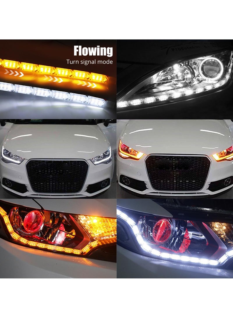 SYOSI 2Pcs Iexible Car Led Light Strip, Car Hood Light Strip, Dual Color 17Inch Headlight DRL LED Strip,  Headlight LED Strip Turn Signal Lights Strip (White and Amber) - Image 3