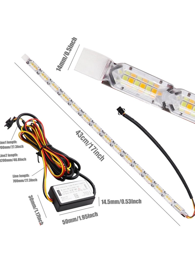 SYOSI 2Pcs Iexible Car Led Light Strip, Car Hood Light Strip, Dual Color 17Inch Headlight DRL LED Strip,  Headlight LED Strip Turn Signal Lights Strip (White and Amber) - Image 4