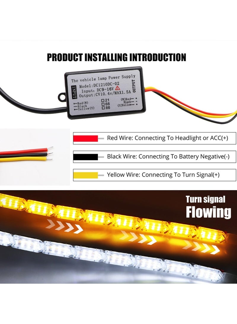 SYOSI 2Pcs Iexible Car Led Light Strip, Car Hood Light Strip, Dual Color 17Inch Headlight DRL LED Strip,  Headlight LED Strip Turn Signal Lights Strip (White and Amber) - Image 5