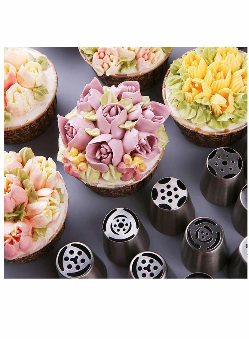 KASTWAVE - 27pcs Russian Piping Tips Cake Decorating Tips Icing Piping Nozzles Tool Piping Ball Tips Cake Decorating Supplies Kits DIY Baking Tools for Cake Cookies Dessert Pastry Decoration - Image 1