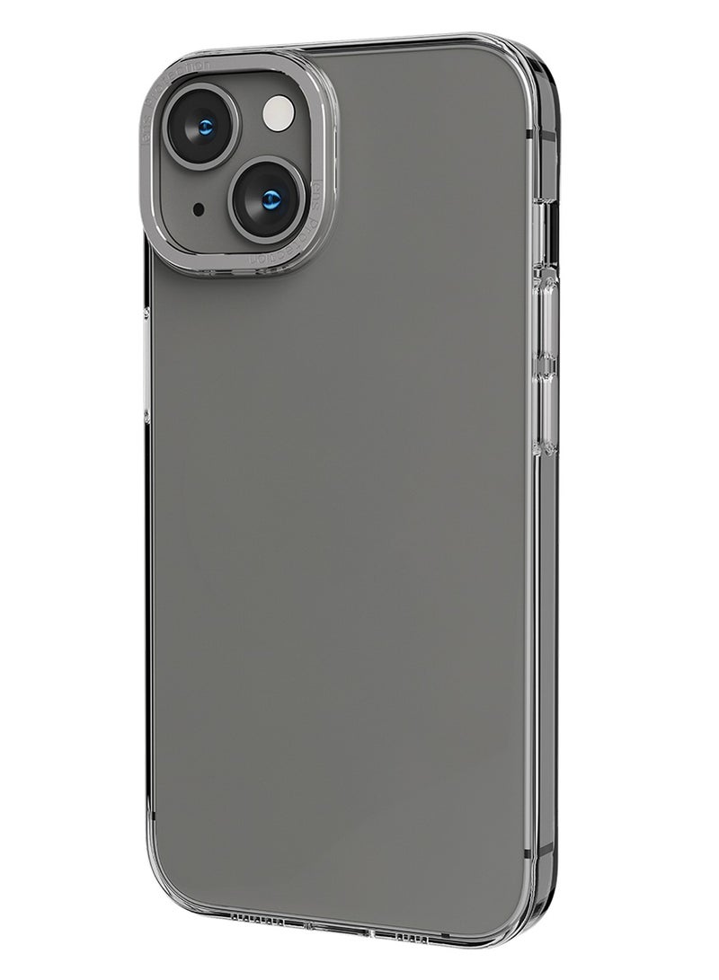 LEVELO iPhone 14 Case Sensa Clear Back Cover with Metal Camera Ring / Lifted Ring Case / Slim Profile / Easy Snap-On / Drop & Bumper Protection / Anti-Shock Proof - Clear/Silver - Image 1
