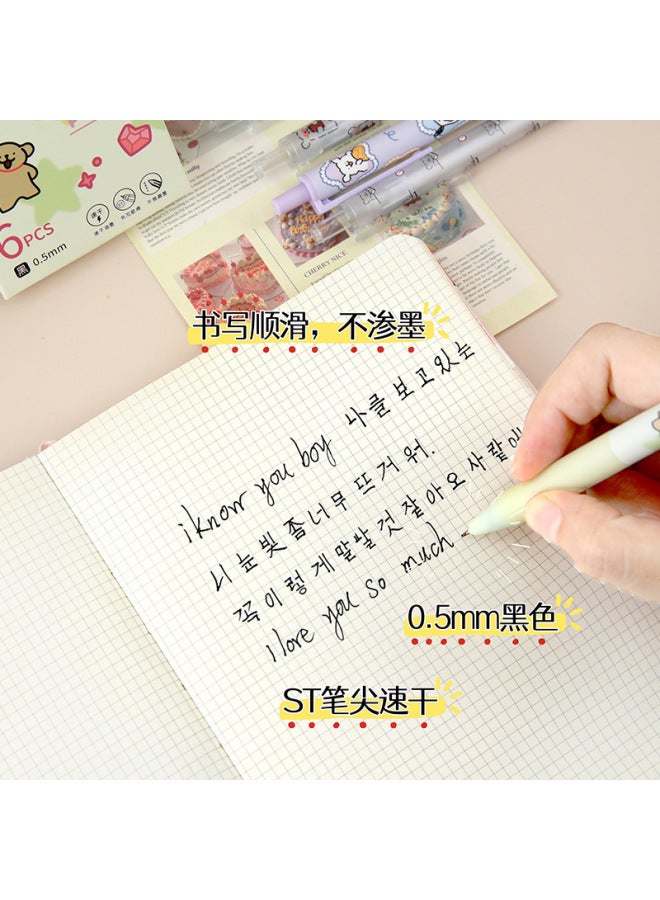 HELPS Cartoon Push Brush Pen High Color Value Cute St Head Large Capacity Black 0.5mm Gel Pen Stationery - Image 4