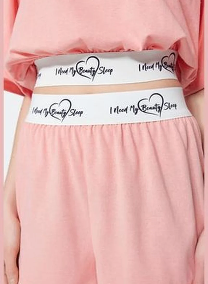 trendyol Light Pink Elastic Detailed T-shirt-Shorts, Knitted Pajamas Set.