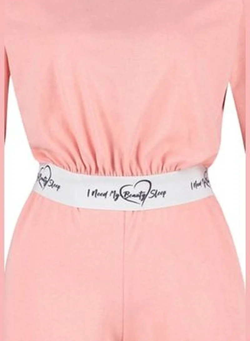 trendyol Light Pink Elastic Detailed T-shirt-Shorts, Knitted Pajamas Set.