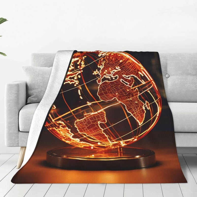 Gulf standard sizing alternatives Electric Globe Print Flannel Blanket Lightweight Ultra-Soft Warm Throw Blanket 60"X50" Travel Blanket All Seasons Blanket for Bed Sofa Office Living Room Camping Gifts Light & heavy use compatible Fade proof Simple upgraded construction All-round well-engineered practical build Room to room portable Easy lifting build Global assemble options Market need oriented construction Multi-use upgraded craftsmanship Varied size selections Batch uniform stable quality Local inventory listed item Cross-location transit friendly build Narrow & wide space compatible Natural material Ready varied options Stackable design All usage compatible Safe silicone build Storage burden minimized build Multi-price design picks Repeated use friendly design High strength upgraded material Safe material - Image 1