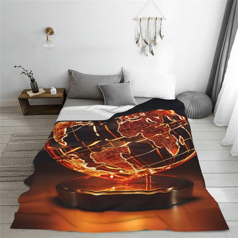 Gulf standard sizing alternatives Electric Globe Print Flannel Blanket Lightweight Ultra-Soft Warm Throw Blanket 60"X50" Travel Blanket All Seasons Blanket for Bed Sofa Office Living Room Camping Gifts Light & heavy use compatible Fade proof Simple upgraded construction All-round well-engineered practical build Room to room portable Easy lifting build Global assemble options Market need oriented construction Multi-use upgraded craftsmanship Varied size selections Batch uniform stable quality Local inventory listed item Cross-location transit friendly build Narrow & wide space compatible Natural material Ready varied options Stackable design All usage compatible Safe silicone build Storage burden minimized build Multi-price design picks Repeated use friendly design High strength upgraded material Safe material - Image 5