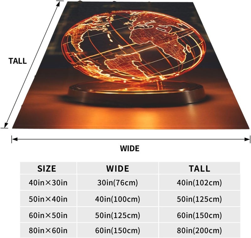 Gulf standard sizing alternatives Electric Globe Print Flannel Blanket Lightweight Ultra-Soft Warm Throw Blanket 60"X50" Travel Blanket All Seasons Blanket for Bed Sofa Office Living Room Camping Gifts Light & heavy use compatible Fade proof Simple upgraded construction All-round well-engineered practical build Room to room portable Easy lifting build Global assemble options Market need oriented construction Multi-use upgraded craftsmanship Varied size selections Batch uniform stable quality Local inventory listed item Cross-location transit friendly build Narrow & wide space compatible Natural material Ready varied options Stackable design All usage compatible Safe silicone build Storage burden minimized build Multi-price design picks Repeated use friendly design High strength upgraded material Safe material - Image 2