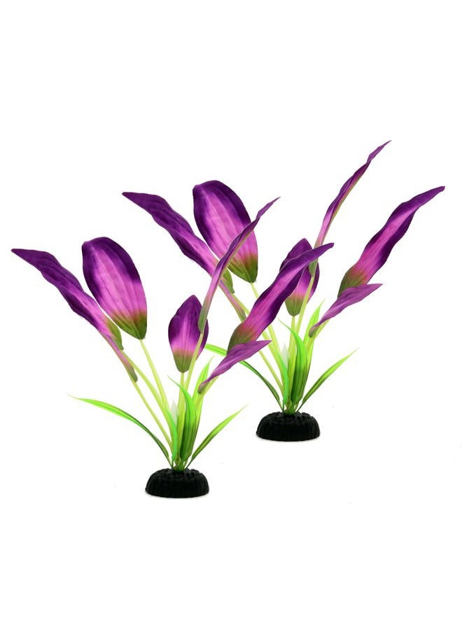 DVHEY Silk Aquarium Plants for Betta Fish Tank, 2 Pcs 8 Inch Small Silk Aquarium Plant Aquatic Water Grass Decoration, Purple - Image 1