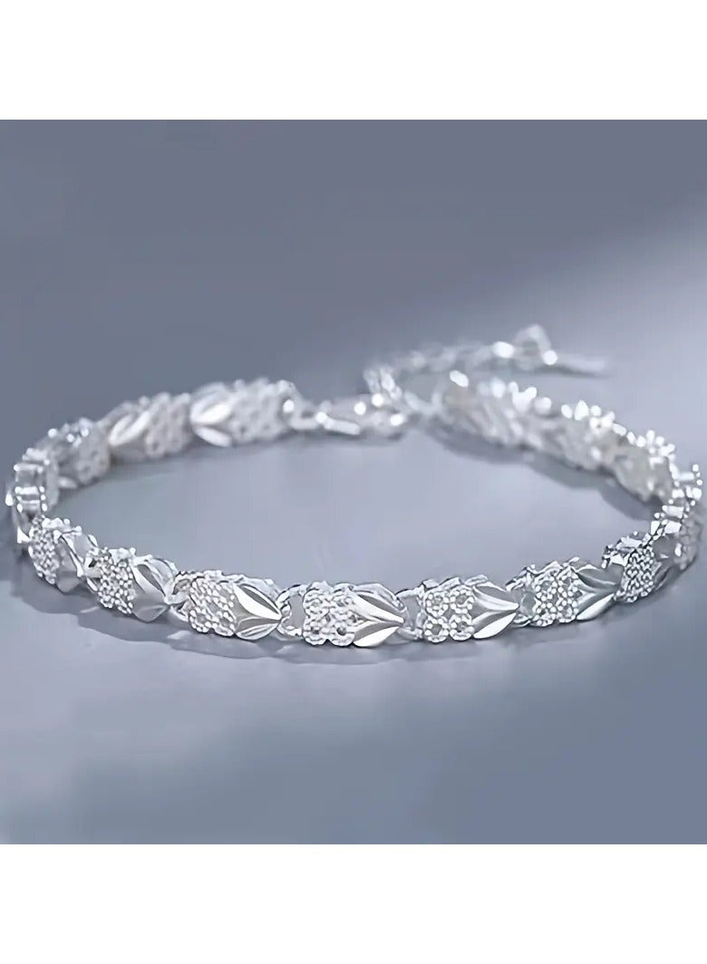 Goolsky سوار فضي أنيق على شكل ورقة للنساء، يومي وعصري، هدية عيد ميلاد لصديقة - Image 1