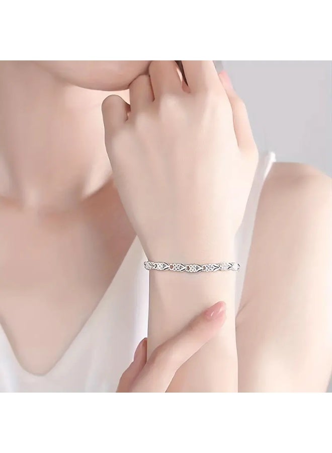 Goolsky سوار فضي أنيق على شكل ورقة للنساء، يومي وعصري، هدية عيد ميلاد لصديقة - Image 3