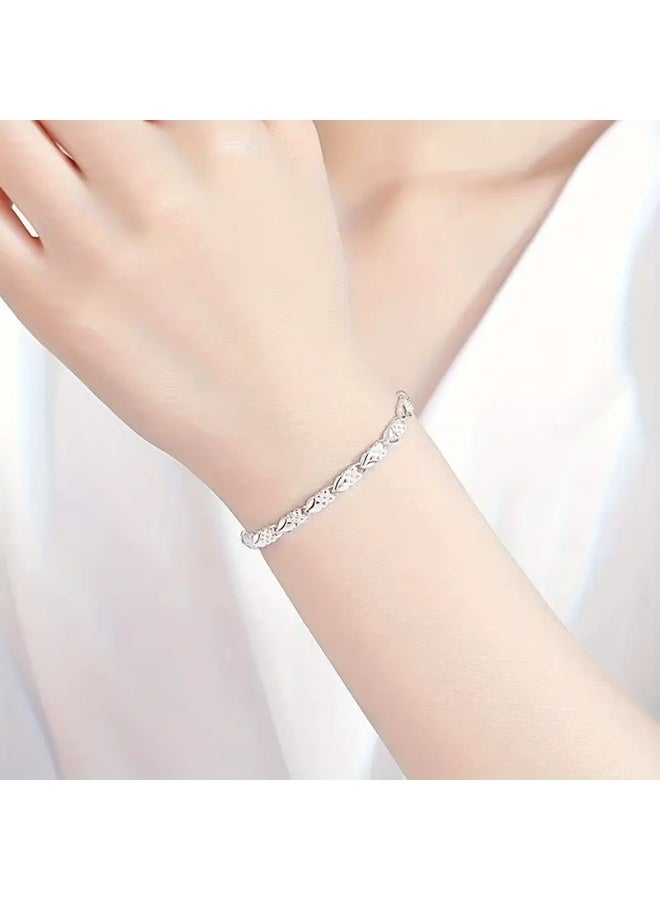 Goolsky سوار فضي أنيق على شكل ورقة للنساء، يومي وعصري، هدية عيد ميلاد لصديقة - Image 4