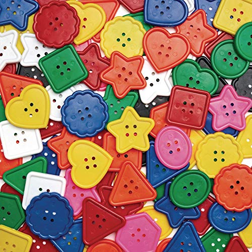 Colorations - BAGBTN Really Big Bright Buttons, 130 Pieces, 1 Pound, 8 Shapes, Assorted Colors, Sewing, Jumbo, Projects, Crochet, Knitting, Gifts, Hand Made, Arts & Crafts, for Kids - Image 1