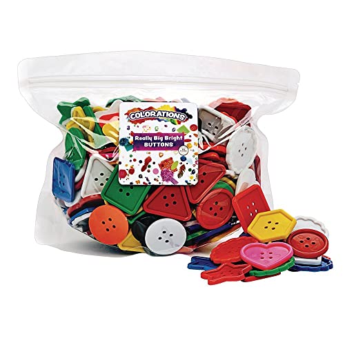 Colorations - BAGBTN Really Big Bright Buttons, 130 Pieces, 1 Pound, 8 Shapes, Assorted Colors, Sewing, Jumbo, Projects, Crochet, Knitting, Gifts, Hand Made, Arts & Crafts, for Kids - Image 2