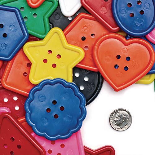 Colorations - BAGBTN Really Big Bright Buttons, 130 Pieces, 1 Pound, 8 Shapes, Assorted Colors, Sewing, Jumbo, Projects, Crochet, Knitting, Gifts, Hand Made, Arts & Crafts, for Kids - Image 4