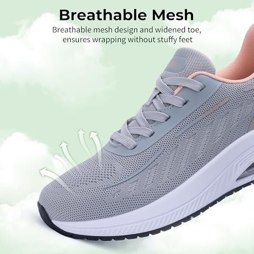 IIV Womens Walking Shoes Arch Support, Gym Workout Orthotic Fashion Sneakers for Plantar Fasciitis Pain Relief Gray/Pink US 7.5 - Image 3
